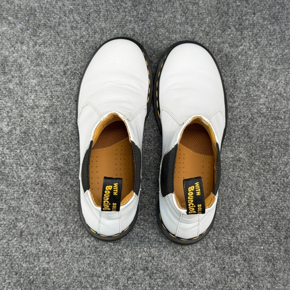 Dr. Martens 2976 Chelsea Boots Women's 9 White Smooth Leather Yellow Stitch Pull - Picture 8 of 13